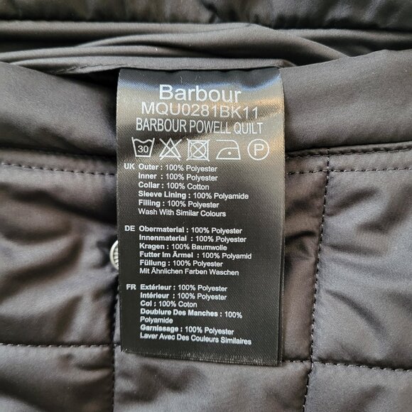 Barbour Powell Quilted Jacket in Black Men's Size Large - Picture 11 of 11